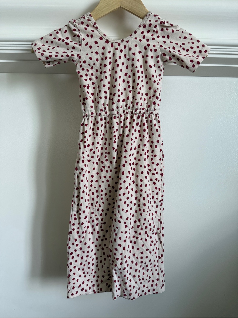 Girls Cream Romper with Red Dot Print